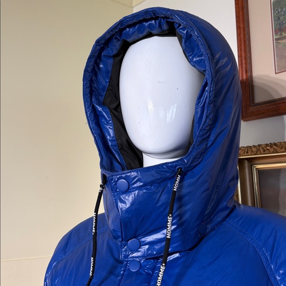 HOMME+ Vancouver Blue Down Puffer Jacket — Detachable Hood, Zip & Snap Front - Picture 6 of 11